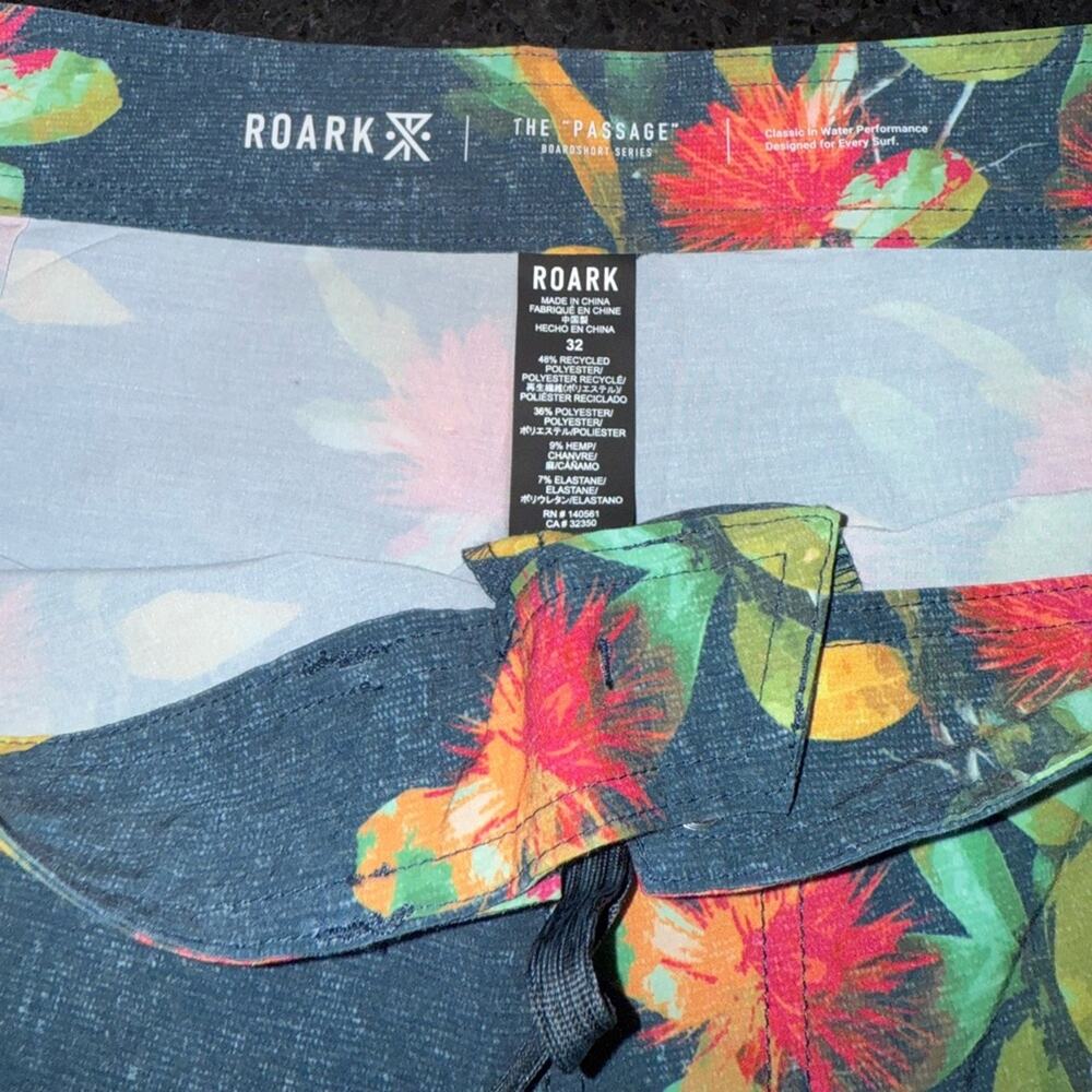 NEW Roark Passage La Selva 18" Men's Boardshorts Floral Heathered Navy Blue 32” - Picture 8 of 13
